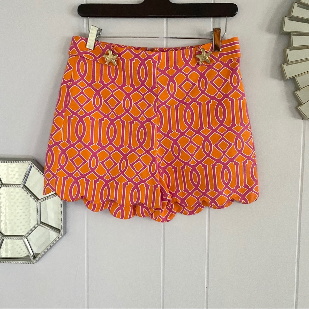 Preppy Pink & Orange Geometric Starfish Shorts